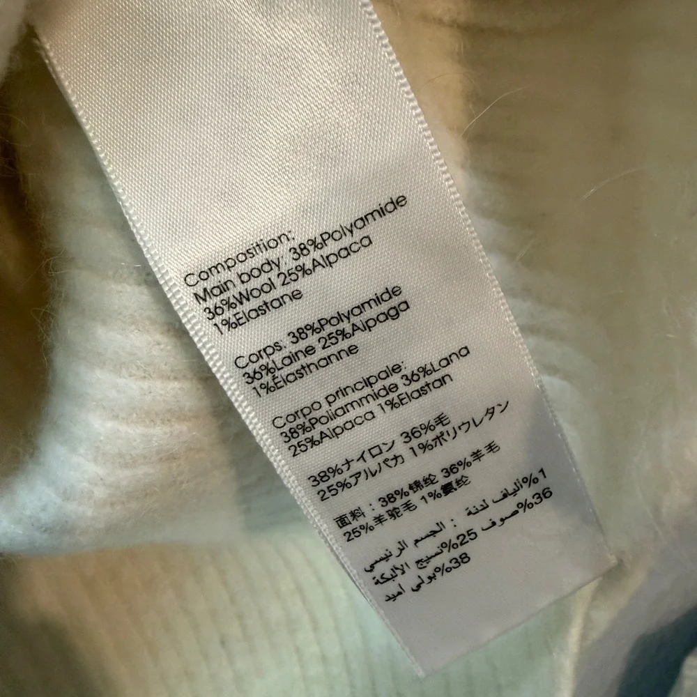 3.1 Phillip Lim Scalloped Hem Alpaca Wool Sweater Size M Cream Minimalist - Picture 6 of 6